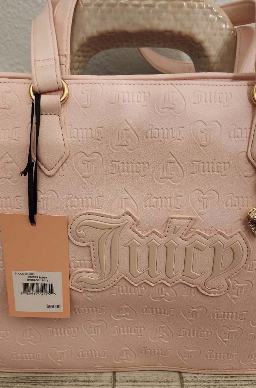 NWT Juicy Couture Upgrade U Tote‎ Powder Blush Pink Embossed Logo Bag - Picture 5 of 6